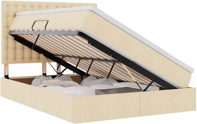 vidaXL Bett mit Stauraum und LED in Beige, B/T: 140 x 190 cm - Bild 1