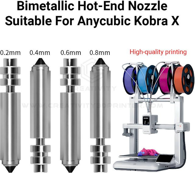 Anycubic Kobra X Bimetall-Düse in Silber für Anycubic Hotend Druckkopf-Baugruppe 3D-Drucker Zubehör - Bild 1