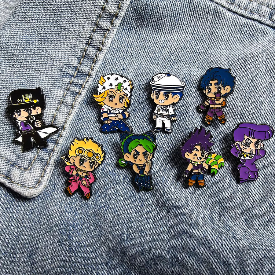 Bandai Anime JoJo Emaille-Pins, Chibi-Heldenfiguren, 8-teiliges Set - Bild 6