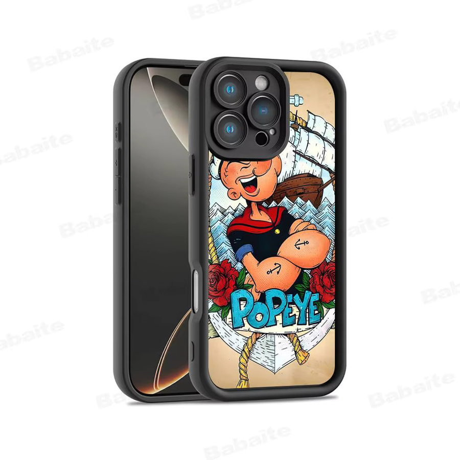Potdemiel Handyhülle mit Cartoon-Charakter Popeye für iPhone, stoßfeste Silikon-Schutzhülle, mehrfarbig - Bild 6