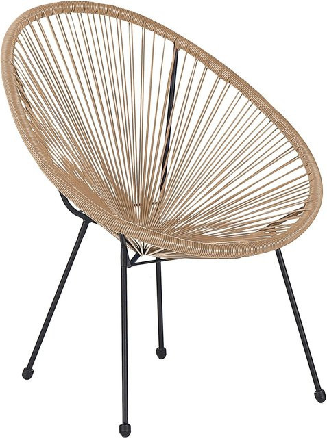 Beliani Cocktailsessel im Boho-Design aus Rattan und Metall, Farbe Beige und Schwarz, B/T/H: 90 x 70 x 87 cm - Bild 1