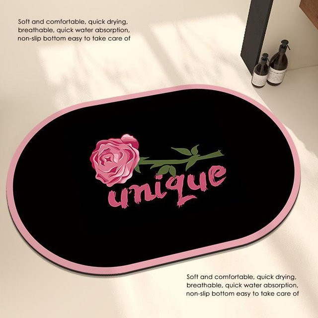 Saugfähige Badezimmermatte aus Diatomeenerde von Yiran Furniture, rutschfest und waschbar, Farbe: Schwarz, B/T: 40 x 60 cm - Bild 1