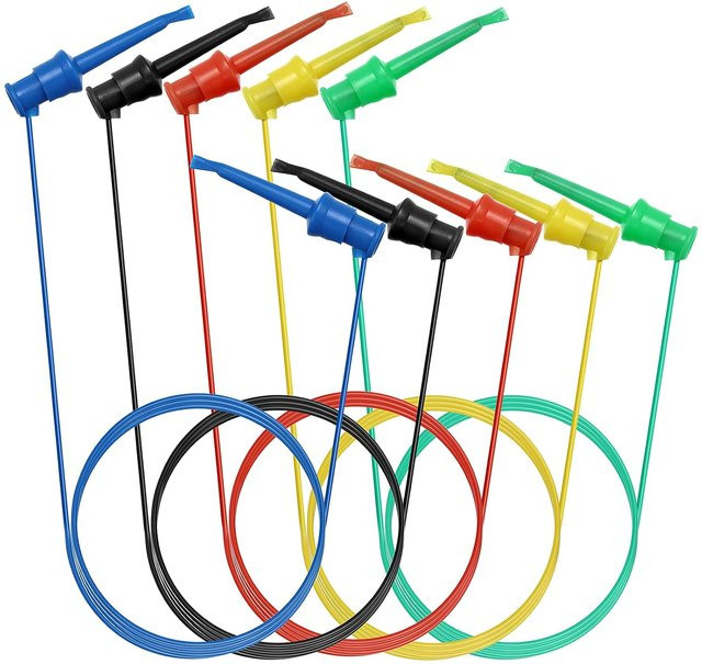 AOKIN Multimeter Elektrotest-Testhaken Set mit 5 Stück, flexible Silikon-Testkabel in Multicolor - Bild 1