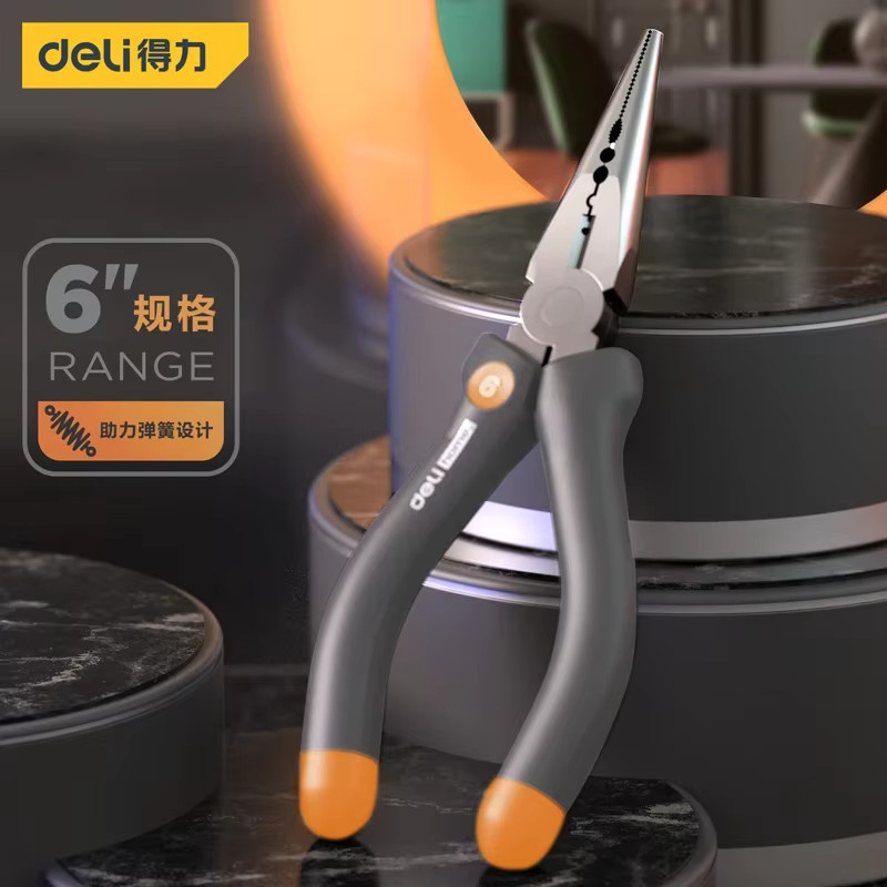Deli Multifunktions-Langzange in Grau zum Schneiden, Klemmen und Abisolieren für Elektriker und Reparaturen, 6 Zoll - Bild 2