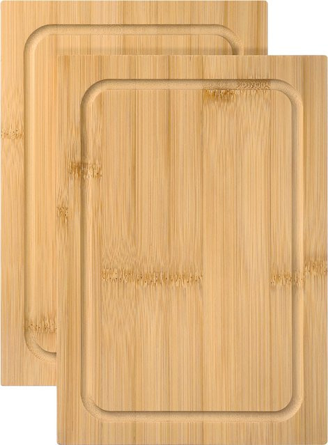 SILVERCREST Schneidebrett aus Bambus mit Saftrinne, 2er Set, Braun, Rechteckig - Bild 1