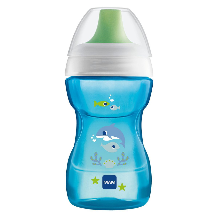 MAM Trinklernbecher Fun to Drink Cup mit Free Flow System, BPA-frei und auslaufsicher, Blau, 270 ml - Bild 1