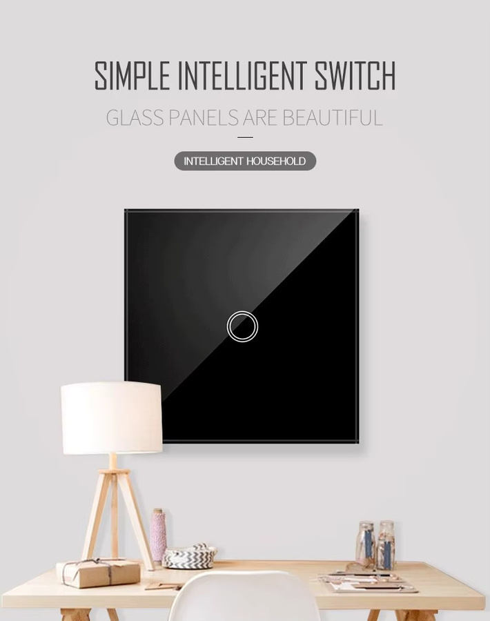 Moderner EU Touch Wandlicht-Schalter aus gehärtetem Kristallglas mit LED-Hintergrundbeleuchtung, transparent blau, AC100-240V - Bild 2