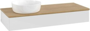 V&B Waschtischunterschrank Antao mit Beleuchtung, Eiche Honig und Weiß Lack, B/T/H: 120 x 50 x 19 cm - Bild 1