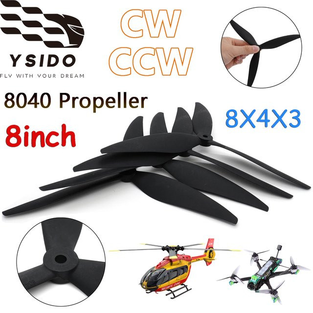 YSIDO 3-Blatt-Propeller CW CCW, 2 Paar, Schwarz, Kunststoff - Bild 1