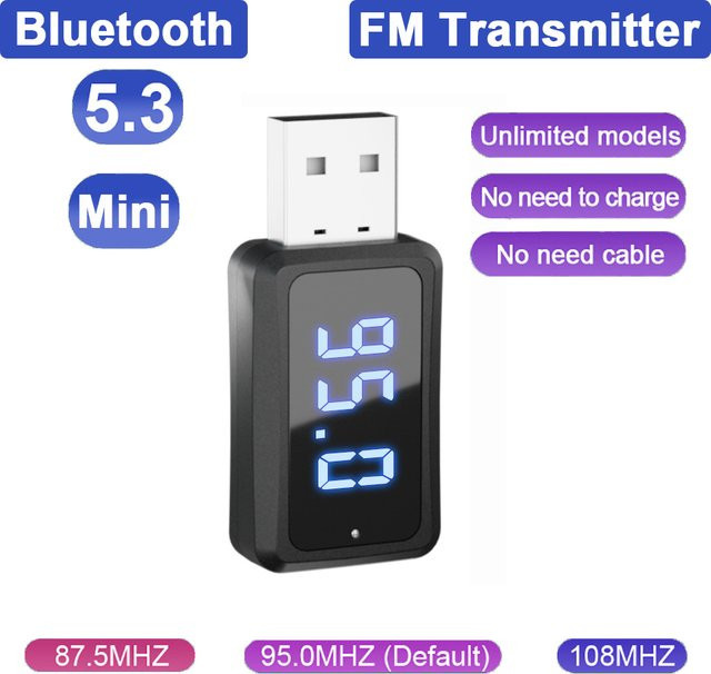 Heinrich Tung Bluetooth 5.3 Car Kit mit LCD Digital Display als Sender und Empfänger für dein Autoradio in Schwarz - Bild 1