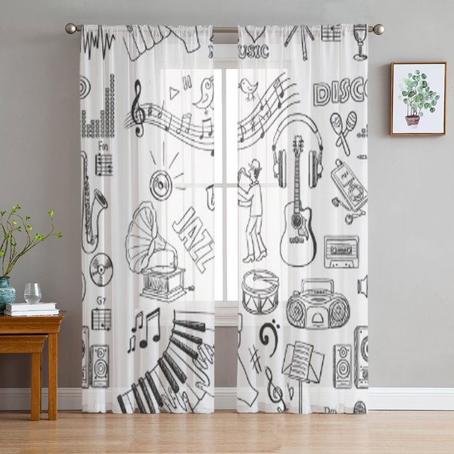 Dekorativer Tüllvorhang von Binchi Outdoor Equipment in Weiß, Transparent, Breite: 135 cm, Höhe: 137 cm - Bild 1