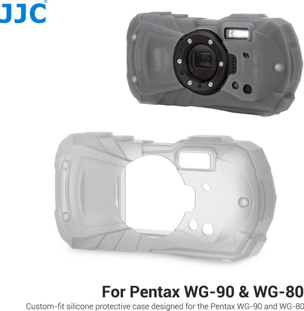 JJC Silikonjacke Kameraschutzhülle für Pentax WG-90 und Ricoh WG-80 in Grau, kratzfeste und staubdichte Schutzhülle mit sicherem Griffdesign - Bild 1