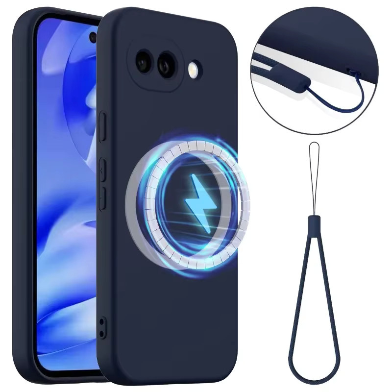 Premium Skin Feel Flüssigsilikonhülle für Google Pixel 11 10 9 Pro XL 8 A 7 A mit MagSafe Wireless Charging Kompatibilität in Purple und Blue - Bild 1