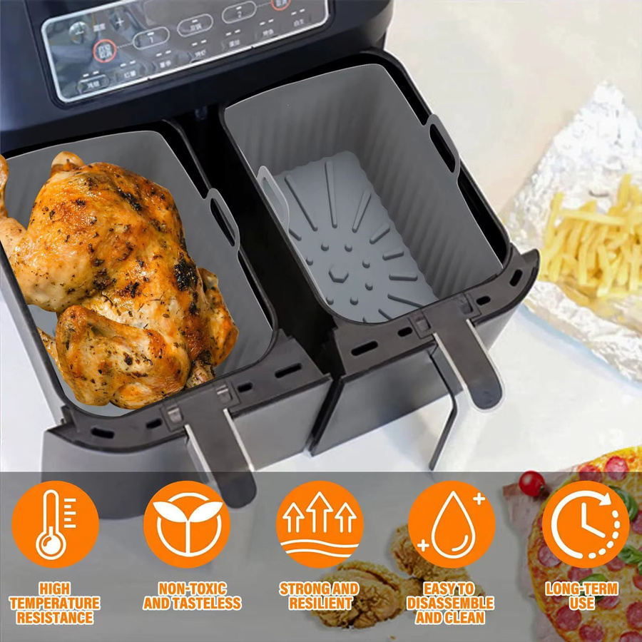 Runde Silikonform für Air Fryer als Pizzamatte und Ersatz Grillpfanne, Blau, Durchmesser: 21,5 cm - Bild 4
