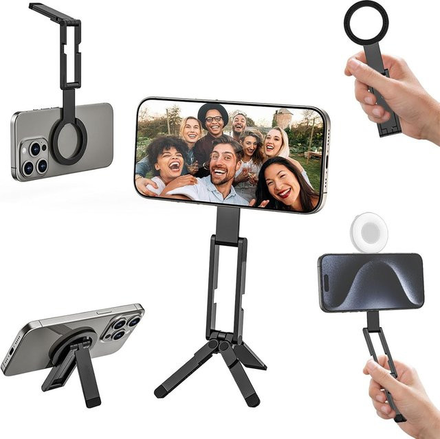 DUTRIEUX Magnetischer Telefonstativständer für iPhone, Doppelt faltbares Mini-Smartphone-Stativ aus ABS-Material - Bild 1