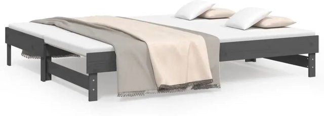vidaXL Tagesbett ausziehbar in Grau aus Massivholz Kiefer für Schlafzimmer und Wohnzimmer - Bild 1