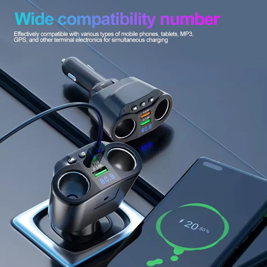 Dual USB Schnellladegerät für das Auto mit Bluetooth und FM-Sender in Schwarz - Bild 4