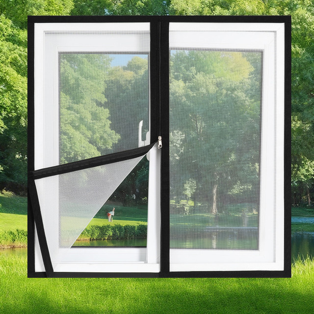 TranquilTouch Selbstklebender Fensterschutz mit Reißverschluss als Insektennetz in Schwarz, B/H: 90 x 110 cm - Bild 1