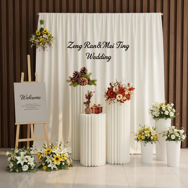3er-Pack Zylinder-Blumenständer von Bymaocar in Weiß, faltbare Karton-Blumenständer mit PVC-Platte für Party und Hochzeit, Höhe: 60–100 cm - Bild 1