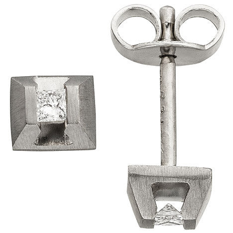 Colfem Ohrstecker, 950 Platin, matt, 2 Diamanten - Bild 1
