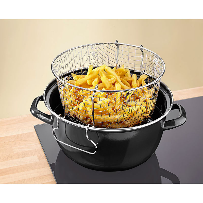 Karl Krüger Emaillierter Pommes-Topf in Schwarz, Durchmesser: 24 cm - Bild 4