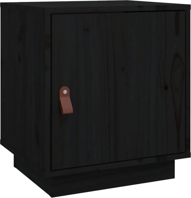 vidaXL Nachttisch Modell 3 aus massivem Kiefernholz in Schwarz, B/T/H: 40 x 34 x 45 cm - Bild 1