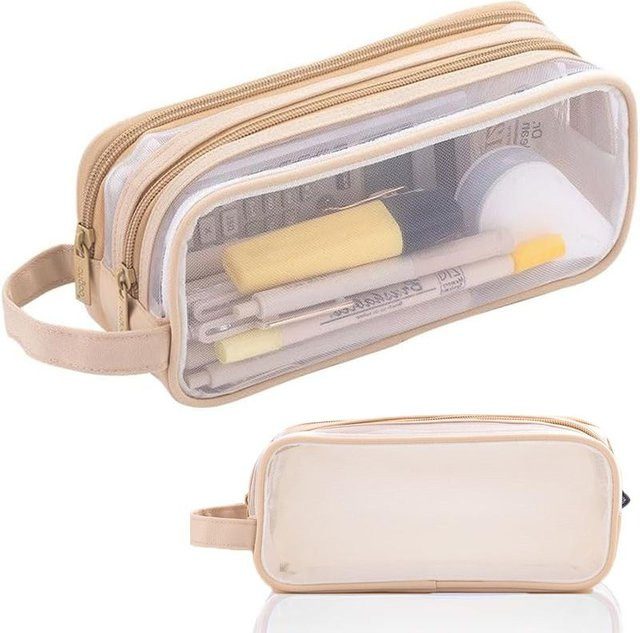 Transparenter Mesh-Federmäppchenhalter von Yiran Furniture als Aufbewahrungsorganisator für Stifte und Make-up in Beige - Bild 1
