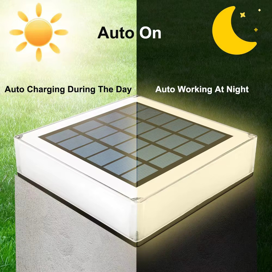 Crepow Solar LED Post Licht mit 7 Farben für Garten und Zaun, Multicolor, Modern Square Design - Bild 4