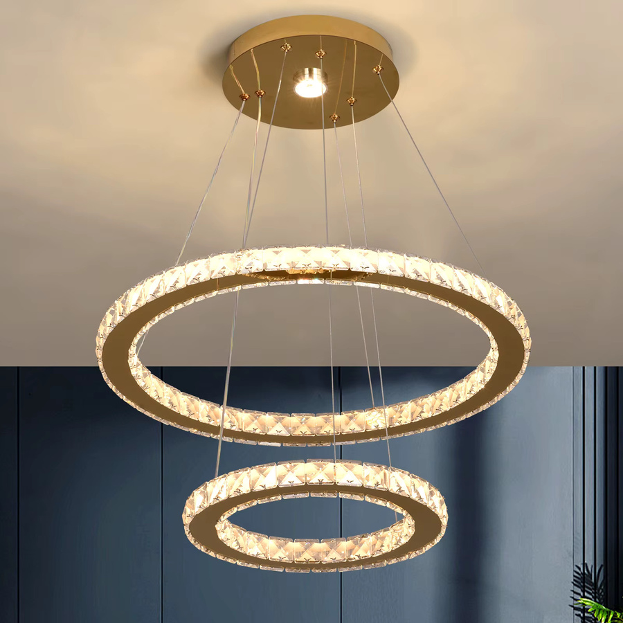 VETRULUS LED Kristall Kronleuchter in Gold/Messing mit Fernbedienung und Dimmfunktion für Wohnzimmer und Schlafzimmer - Bild 2