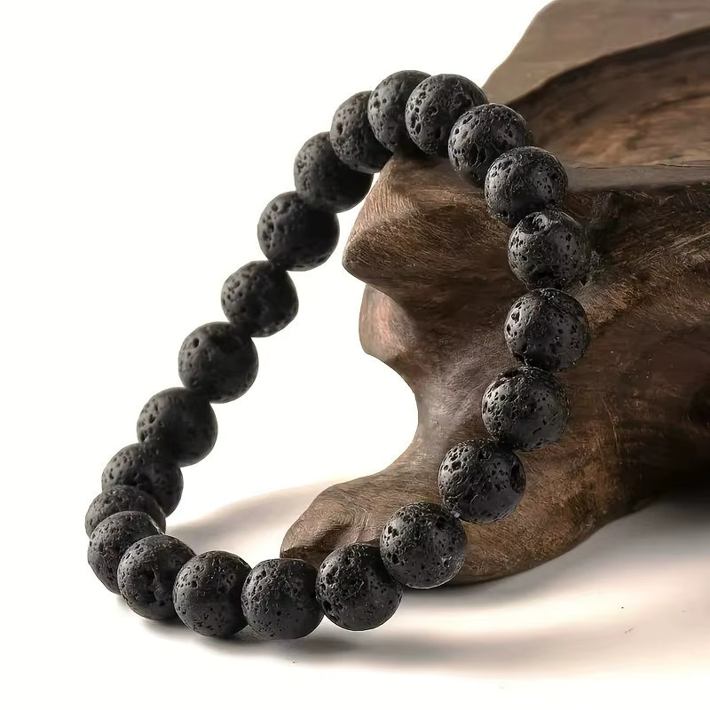 DAIPAN Armband, Vulkanische Perlen, Schwarz, Unisex - Bild 4