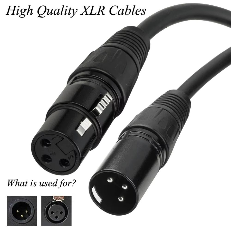 Bochara XLR-Audiokabel, Stecker auf Buchse, M/F, abgeschirmtes OFC-Kabel in Schwarz - Bild 3