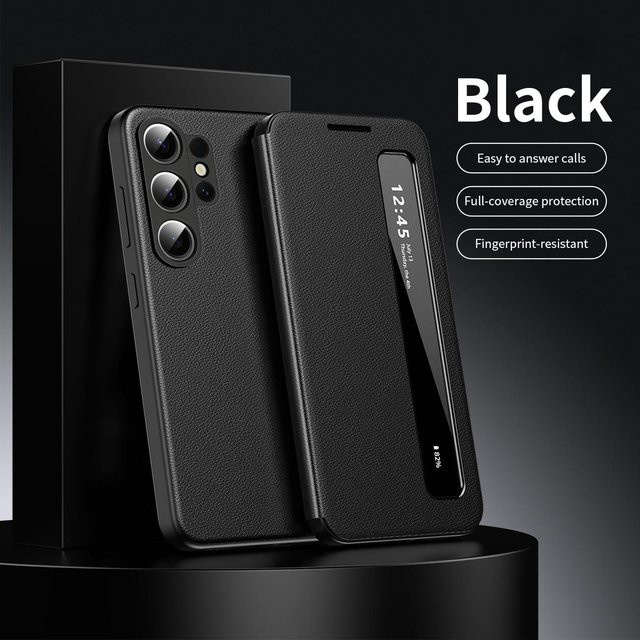 Samsung Galaxy Z Fold 3 Business Leder Smart Flip Cover Schutzhülle in Schwarz - Bild 1