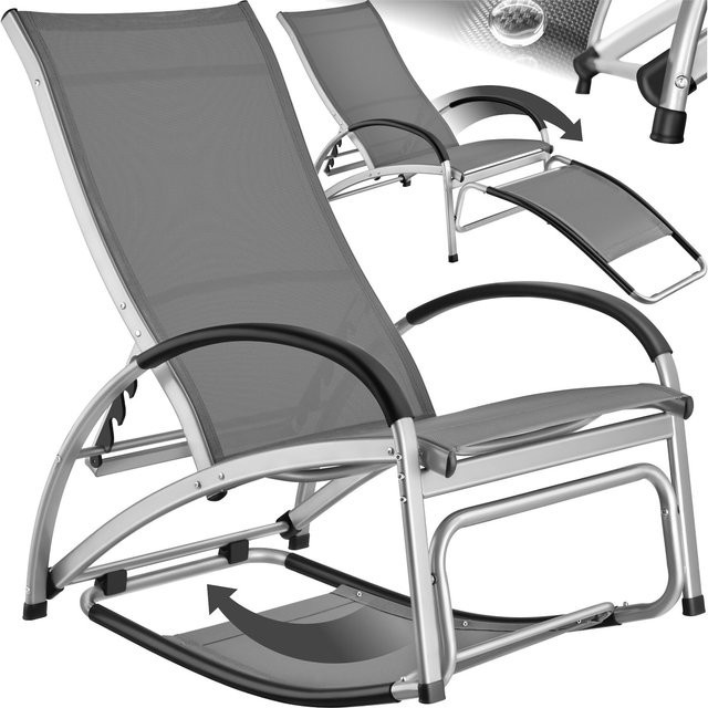 tectake Sonnenliege Avignon 2 in 1 Funktion als Liege oder Schaukelstuhl mit Textilene-Gewebe in Anthrazit B/T/H: 195 x 62 x 91 cm - Bild 1