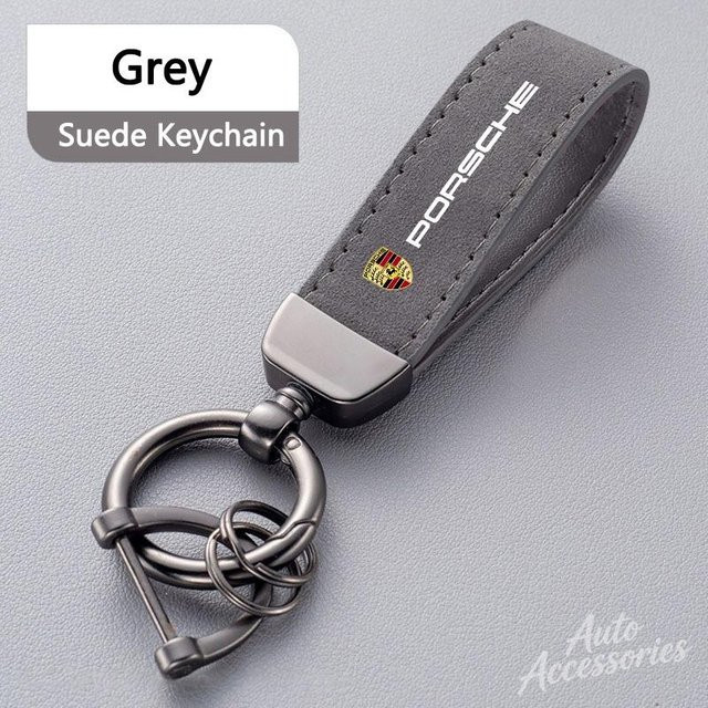 Porsche Schlüsselanhänger Wildleder, Grau, Unisex - Bild 1