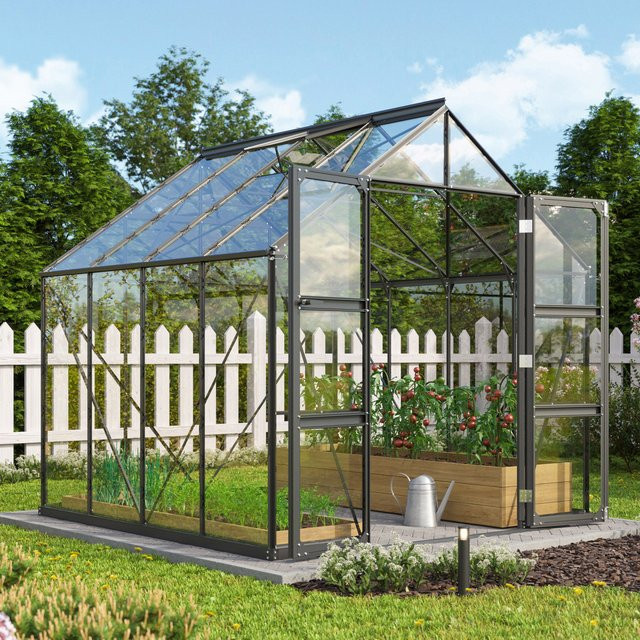 Vitavia Gewächshaus Domus 6700 in Schwarz mit 6,7 m² Fläche und Einscheibensicherheitsglas - Bild 1
