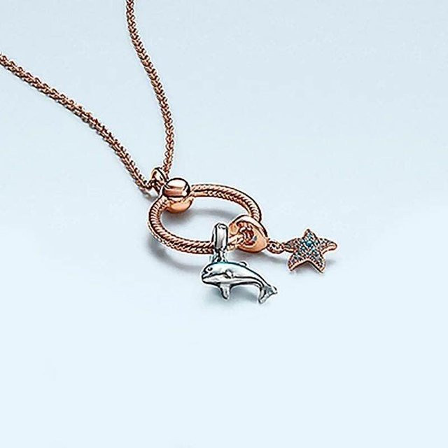 Halskette 925 Sterling Silber, Pan Blau, Muschel, Damen - Bild 1