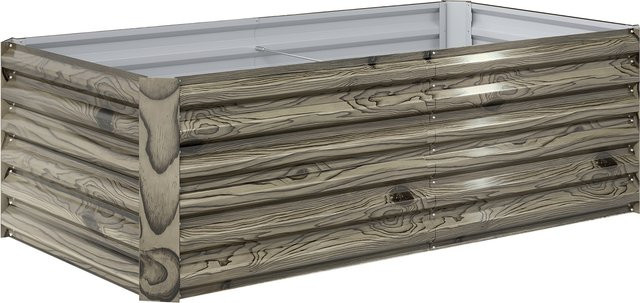 Outsunny Pflanzkasten aus verzinktem Stahl für den Außenbereich, rechteckiger Pflanzkübel für den Gemüsegarten in Natur, B/T/H: 180 x 90 x 57,5 cm - Bild 1