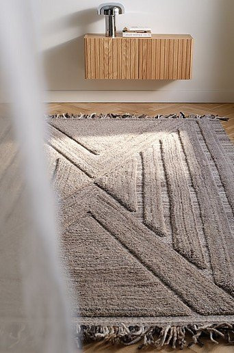 Jotex MIRZA Wollteppich in Braun und Beige mit geometrischem Boho-Design, handgetuftet und rutschfest - Bild 1