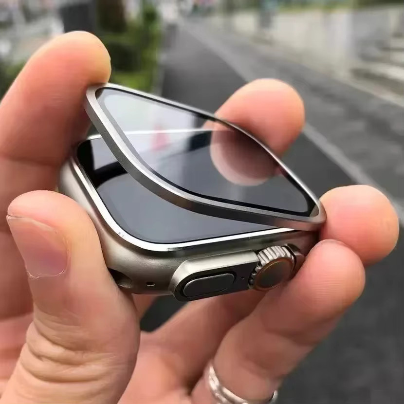 Displayschutzfolie Apple Watch Ultra 3 49 mm, Gehärtetes Glas, Metallstoßstange - Bild 2