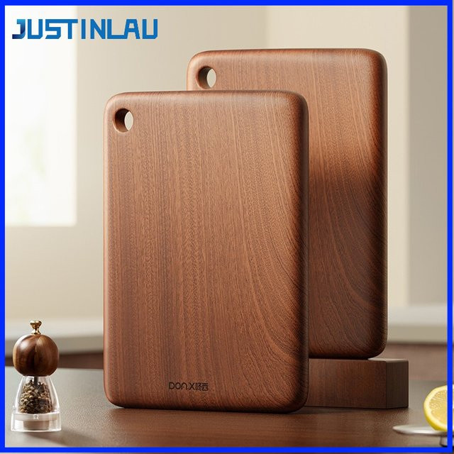 JUSTINLAU Quadratisches Holz-Schneidebrett aus Ebenholz in Schwarz und Braun, Antibakteriell und Schimmelresistent für Obst, Fleisch und Gemüse - Bild 1