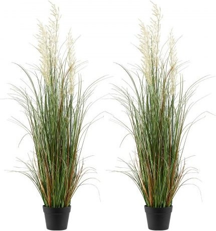 VEVOR Kunstgras Schilfblumen im Topf, 2er Pack, künstliche Grünpflanzen aus PVC in Grün, Höhe: 119,4 cm - Bild 1