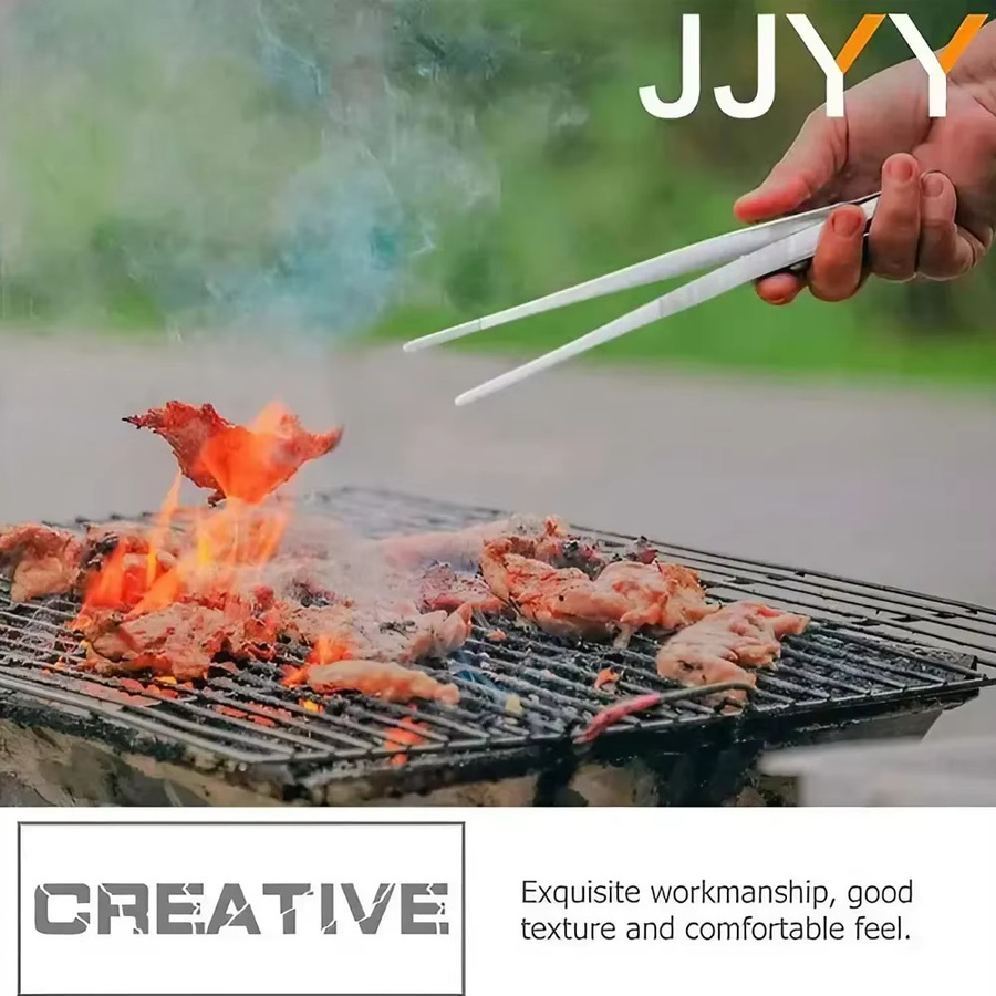 JJYY Präzisions-Lebensmittelzange aus Edelstahl in Silber – Grill- und Kochpinzette mit feinen Spitzen zum Grillen, Servieren und Kochen - Bild 4