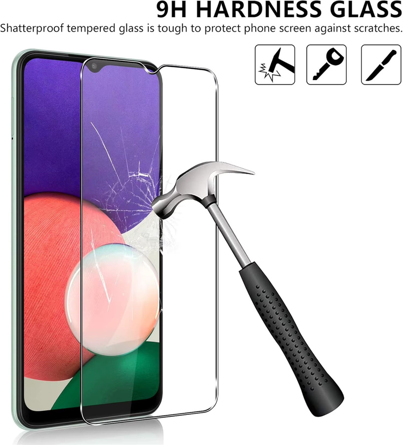 Leeshionz Displayschutz aus gehärtetem Glas für Samsung Galaxy A22 5G, 6,6 Zoll, hochauflösend und Anti-Drop, transparent - Bild 5