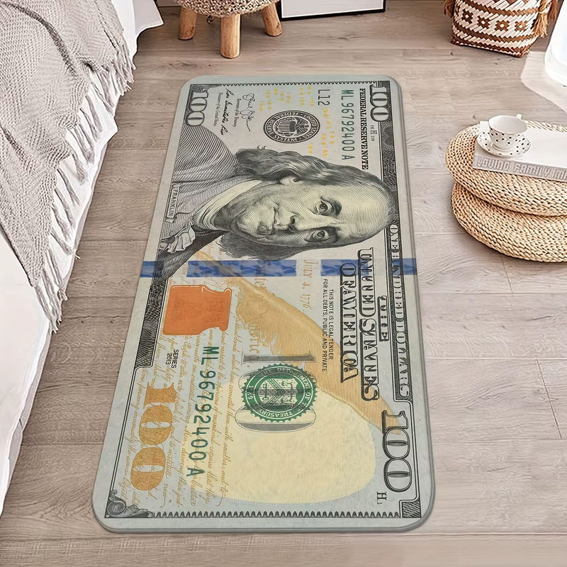 VIKAMA Rechteckiger Teppich mit Banknotenmuster in Mehrfarbig für Schlafzimmer, Küche und Flur - Bild 3