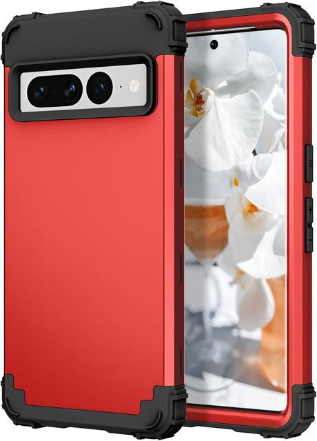 Hybrid-Armor-Defender Schutzhülle für Google Pixel 7 Pro 5G 6.7 Zoll in Rot mit hohem Aufprallschutz aus PC und TPU - Bild 1