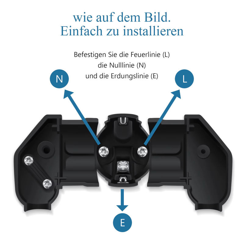 HITRENDS Austauschbare Verdrahtungskabel EU-Stecker 4,8mm Wiederaufladbare Stromverlängerungskabel-Steckverbinder 250V 16A, Schwarz - Bild 3