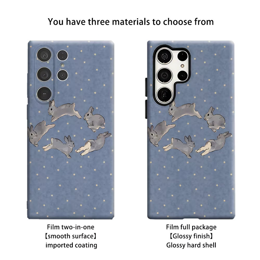 Stoßfeste Handyhülle Sternenhimmel-Hasen für Samsung Galaxy S26 S25 Ultra S24 S23 Ultra Plus in Blau - Bild 2