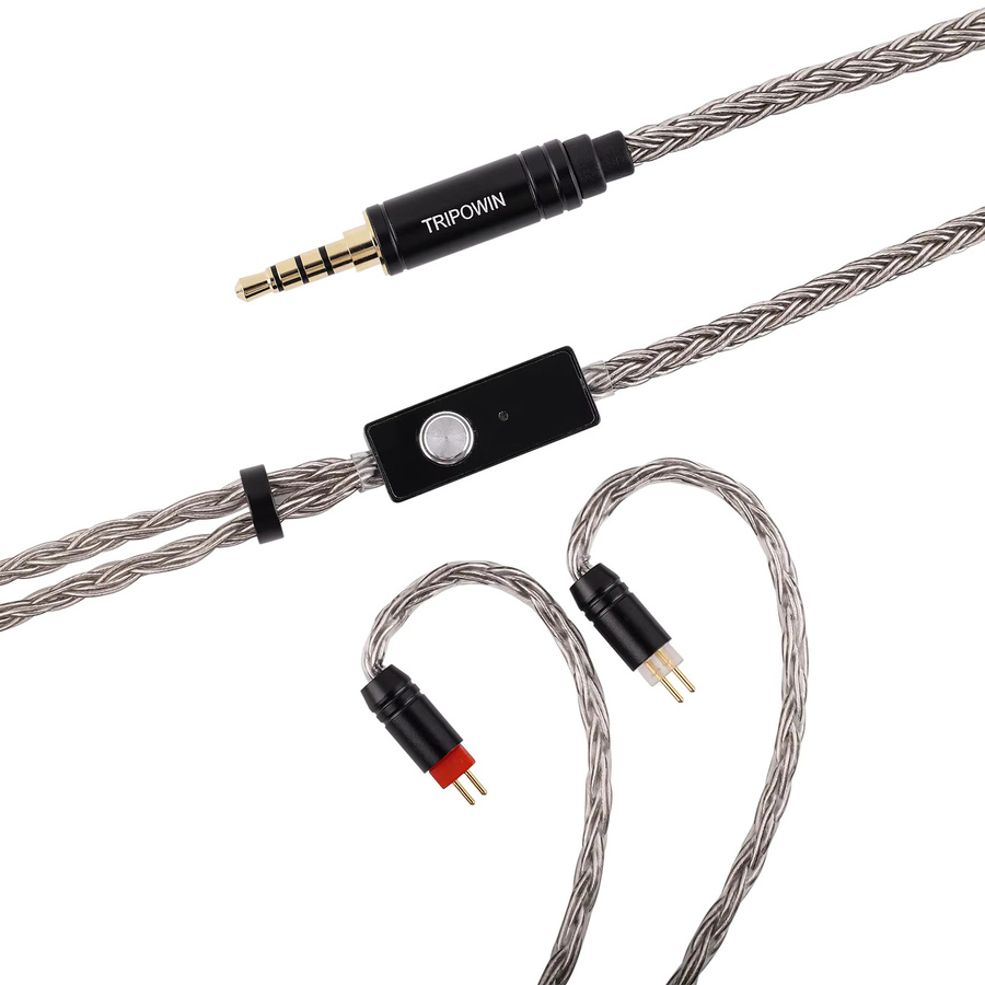 TRIPOWIN Zonie High-Fidelity Kopfhörerkabel mit Mikrofon, 16-adrig versilbertes SPC, 3,5 mm Klinke, Silber - Bild 3