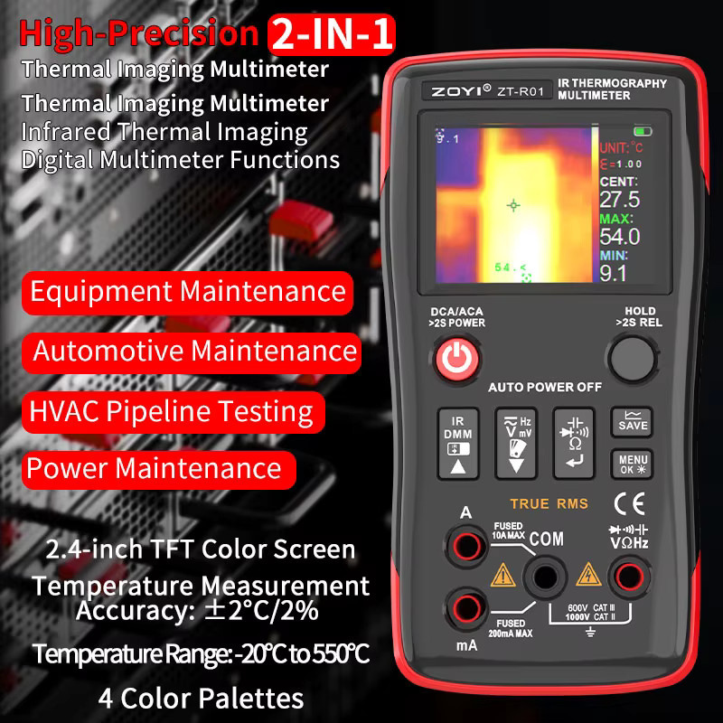 ZOYI ZT-R01 Tragbares 2-in-1 Wärmebildgerät und Multimeter zur Detektion von Wasserleckagen und Fußbodenheizungen mit HD-Temperaturmessung - Bild 3