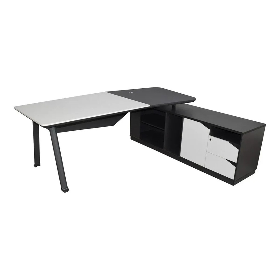 Jet-Line Chef Schreibtisch Carolina mit Sideboard weiß-anthrazit B/T/H: 220 x 180 x 75 cm - Bild 2